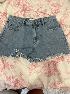 Princess Polly Light Blue High-Rise Distressed Denim Shorts